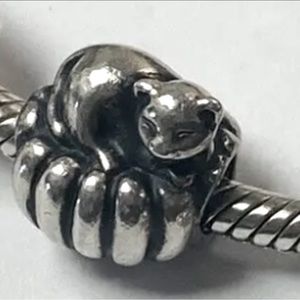 Pandora Cat Charm “Cozy Cat” Vintage Retired charm